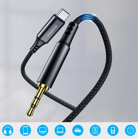 Choetech AUX008 USB-C / mini jack 3.5mm cable 2 m - black