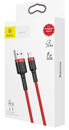 Baseus Cafule Cable - Kabel połączeniowy USB do Lightning, 2.4 A, 0.5 m (czerwony)