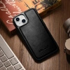 iCarer Leather Oil Wax case covered with natural leather for iPhone 14 Plus black (WMI14220719-BK)