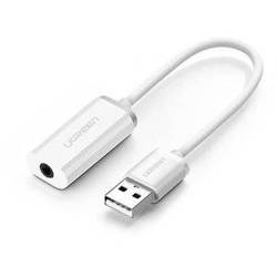 UGREEN US206 Audio Adapter, USB to Mini Jack 3.5mm AUX (White)