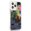 Guess GUHCP13LLFLSB iPhone 13 Pro / 13 6.1 &quot;blau / blaues Hardcase Flower Liquid Glitter