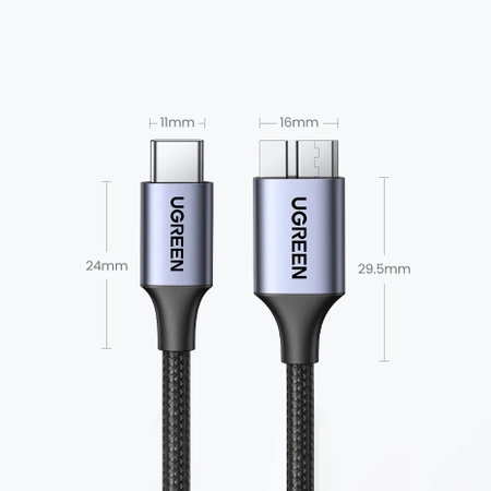 Kabel USB C / micro USB-B 3.0 Ugreen US565 5Gb/s 3A 0.5m - szary