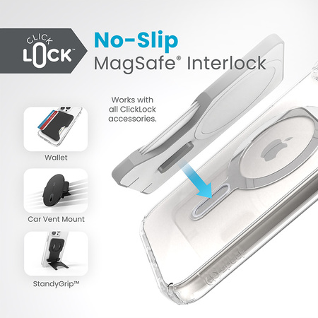 Speck Presidio Perfect-Clear ClickLock & Magsafe - Etui iPhone 15 Plus / iPhone 14 Plus (Clear / Chrome Finish / Serene Silver)