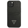 Schutzhülle IPHONE 13 MINI Guess Hardcase Saffianotriangle Logo Cardslot (GUHCP13SPSATPK) schwarz