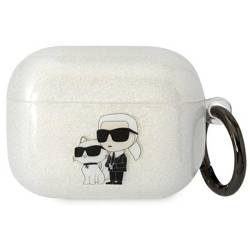 Original Handyhülle APPLE AIRPODS PRO Karl Lagerfeld Gliter Karl&Choupette (KLAPHNKCTGT) transparent