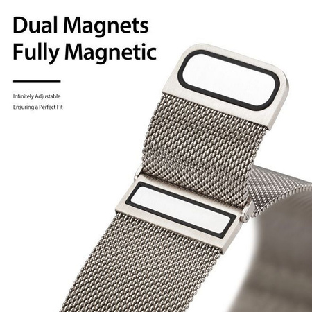 DUX DUCIS Milanese - pasek magnetyczny ze stali nierdzewnej do Apple Watch 38/40/41mm platynowy