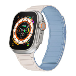 Pasek do Apple Watch 42/44/45/49 silikonowy magnetyczny dwustronny wzór 2 biało-niebieski