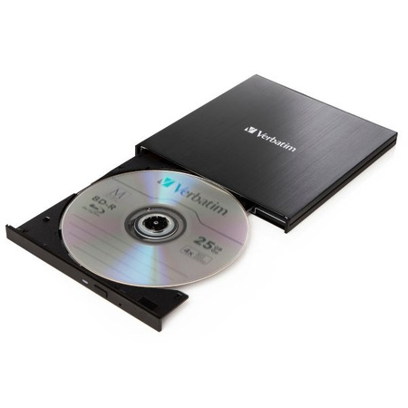 Verbatim Zewnętrzna nagrywarka Slimline Blu-ray + kabel USB 3.0 czarny/black 43890