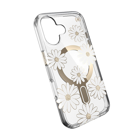 Speck Presidio Lux ClickLock & MagSafe - Etui iPhone 16 (Sunshine Daisies / Clear / Gold)