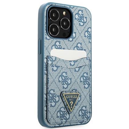 Etui IPHONE 13 PRO Guess Hardcase 4G Triangle Logo Cardslot (GUHCP13LP4TPB) niebieskie