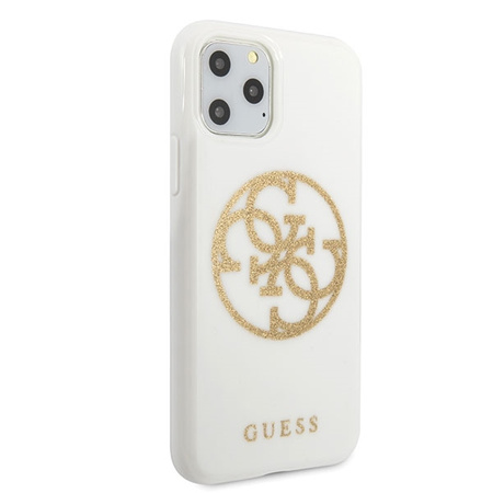 Etui Guess GUHCN65TPUWHGLG iPhone 11 Pro Max biały/white hard case Glitter 4G Circle Logo