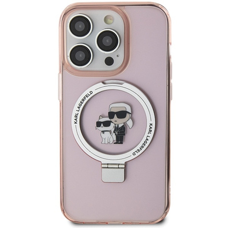 Karl Lagerfeld KLHMP15LHMRSKCP iPhone 15 Pro 6.1&quot; pink/pink hardcase Ring Stand Karl&amp;Choupette MagSafe