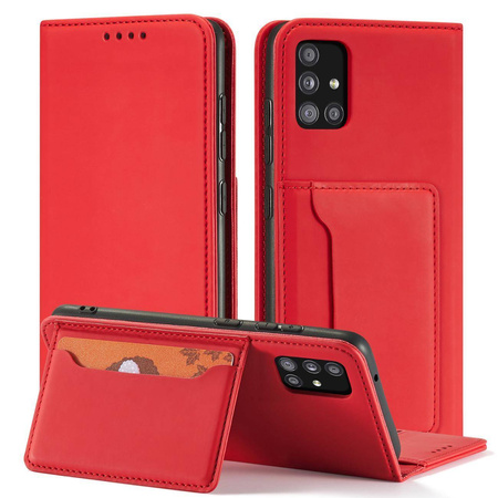 Magnet Card Case Case for Samsung Galaxy A12 5G Pouch Wallet Card Holder Red