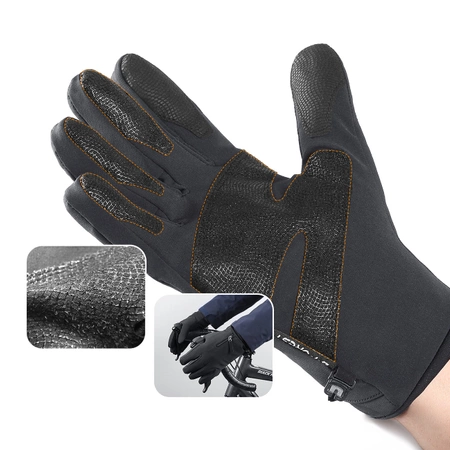 Anti-slip winter phone sports gloves (size M) - black