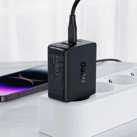 Acefast Schnellladegerät GaN (2xUSB-C / USB-A) PPS / PD / QC4+ 65W schwarz (A41)