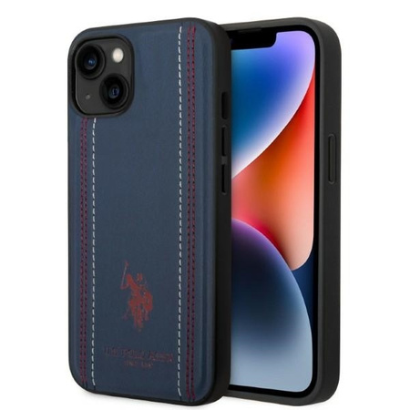 US Polo USHCP14SPFAV iPhone 14 6,1" granatowy/navy blue Leather Stitch