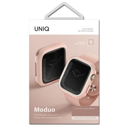 UNIQ etui Moduo Apple Watch Series  4/5/6/7/8/SE 44/45mm różowy-biały/blush-white