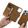 iCarer Oil Wax Wallet Case 2in1 iPhone 14 Pro Flip Leather Cover Anti-RFID Brown (WMI14220722-TN)