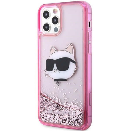 Karl Lagerfeld KLHCP12MLNCHCP iPhone 12/ 12 Pro 6.1&quot; pink/pink hardcase Glitter Choupette Head