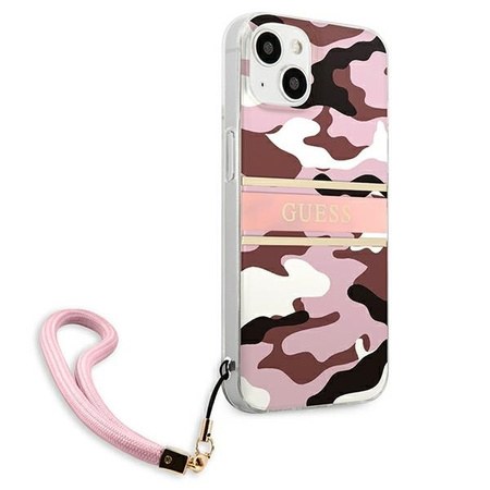 Guess nakładka do iPhone 13 Mini 5,4&quot; GUHCP13SKCABPI różowy hard case Camo Strap Collection