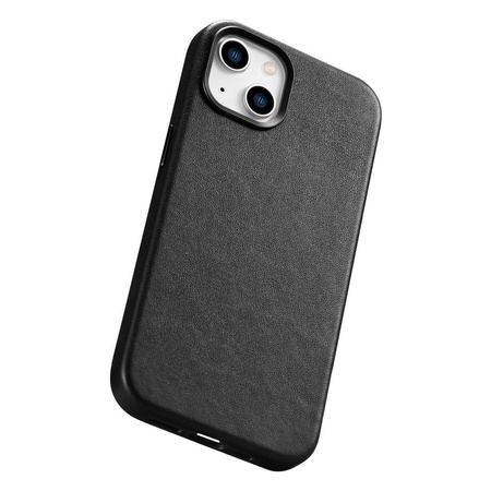 iCarer Case Leather genuine leather case for iPhone 14 Plus schwarz () (MagSafe compatible)