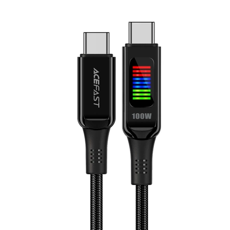 Acefast C7-03 USB-C USB-C 100 W 1,2 m Kabel mit Display – Schwarz