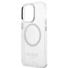 Original Case IPHONE 13 PRO Guess Hard Case Metal Outline Magsafe (GUHMP13LHTRMS) silver