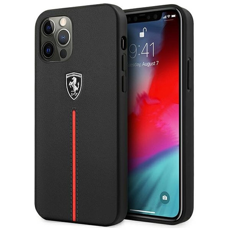 Ferrari FEOMSHCP12LBK iPhone 12 Pro Max czarny/black hardcase Off Track Leather Nylon Stripe