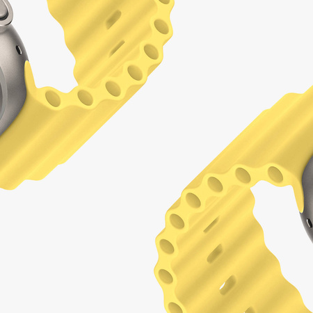 Dux Ducis Strap Watch Strap 8 / 7 / 6 / 5 / 4 / 3 / 2 / SE (45 / 44 / 42mm) Silicone Band Bracelet Yellow (OceanWave Version)