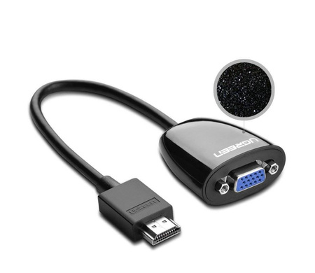 Ugreen kabel przewód przejściówka adapter jednokierunkowy z HDMI (męski) do VGA (żeński) FHD czarny (MM105 40253)