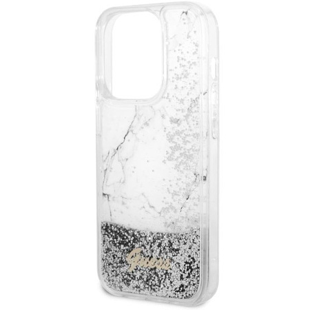 Guess GUHCP14LLCSGSGH iPhone 14 Pro 6.1" biały/white hardcase Liquid Glitter Marble