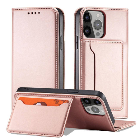 Magnetkartenhülle für iPhone 13 Pro Max Tasche Kartenetui Kartenhalter Rosa