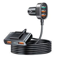 Joyroom Auto-Schnellladegerät mit Verlängerungskabel 45W 5xUSB-A schwarz (JR-CL03 Pro)