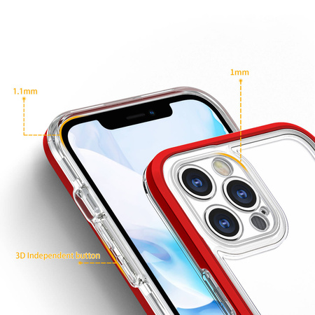 Clear 3in1 Case for iPhone 12 Pro Max Frame Cover Gel Red