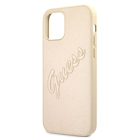 Guess GUHCP12MRSAVSLG iPhone 12/12 Pro 6,1" złoty/gold hardcase Saffiano Vintage Script