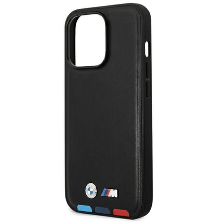 Original Case IPHONE 14 PRO BMW Leather Stamp Tricolor MagSafe (BMHMP14L22PTDK) black