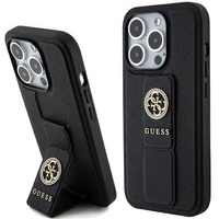 Guess Grip Stand 4G Saffiano Strass case for iPhone 15 Pro Max - black