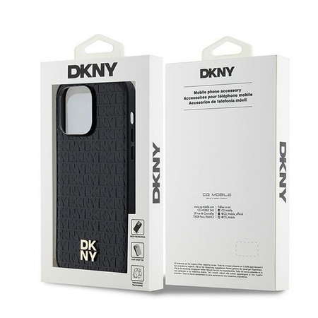 DKNY DKHMP14LPSHRPSK iPhone 14 Pro 6.1" czarny/black hardcase Leather Pattern Metal Logo MagSafe