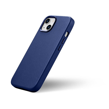 iCarer Case Leather genuine leather case cover for iPhone 14 Plus blue (MagSafe compatible)