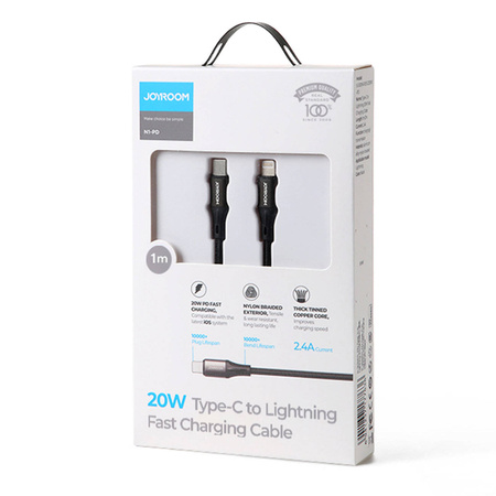 Joyroom fast charging / data cable USB Type C - Lightning PD 20W 1m black (S-1024N1-PD)