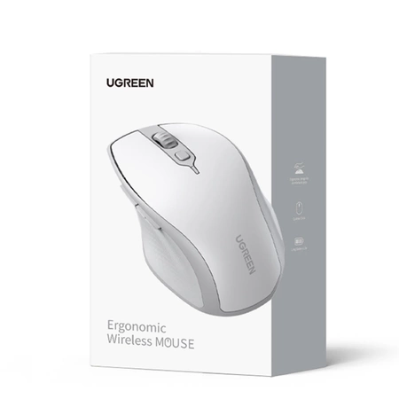 Ugreen MU101 ergonomische kabellose Maus Bluetooth / 2,4 GHz – Weiß