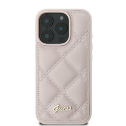 Case IPHONE 16 Guess Hardcase Quiled Metal Logo (GUHCP16SPSQSQSP) pink