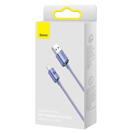 Baseus Crystal Shine Series Fast Charging Data Cable USB to Type-C 100W 1.2m Purple