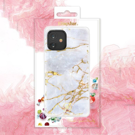 Kingxbar Agate Series eleganckie etui pokrowiec z nadrukiem agat iPhone 12 mini czerwony