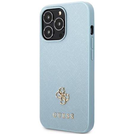 Original Handyhülle IPHONE 13 PRO MAX Guess Hardcase Saffiano 4G Small Metal Logo (GUHCP13XPS4MB) blau