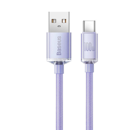 Baseus Crystal Shine Series Fast Charging Data Cable USB to Type-C 100W 1.2m Purple