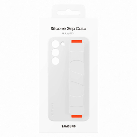 Samsung Silicone Grip Cover Case für Samsung Galaxy S23+ Silikonhülle mit Handschlaufe weiß (EF-GS916TWEGWW)