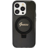 Guess Ring Stand Script Glitter MagSafe case for iPhone 15 Pro - black