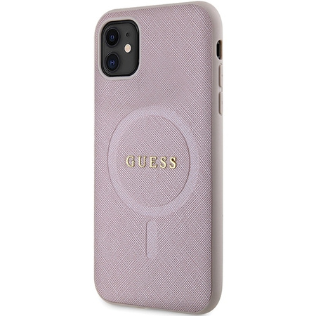 Guess GUHMN61PSAHMCP case for iPhone 11 / Xr - pink Saffiano MagSafe