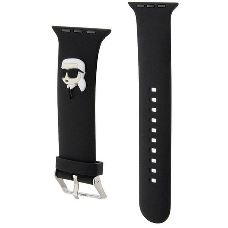 Strap for APPLE WATCH 4 / 5 / 6 / 7 / 8 / SE (38 / 40 / 41 MM) Karl Lagerfeld Strap 3D Rubber Karl Head (KLAWMSLKNK) black